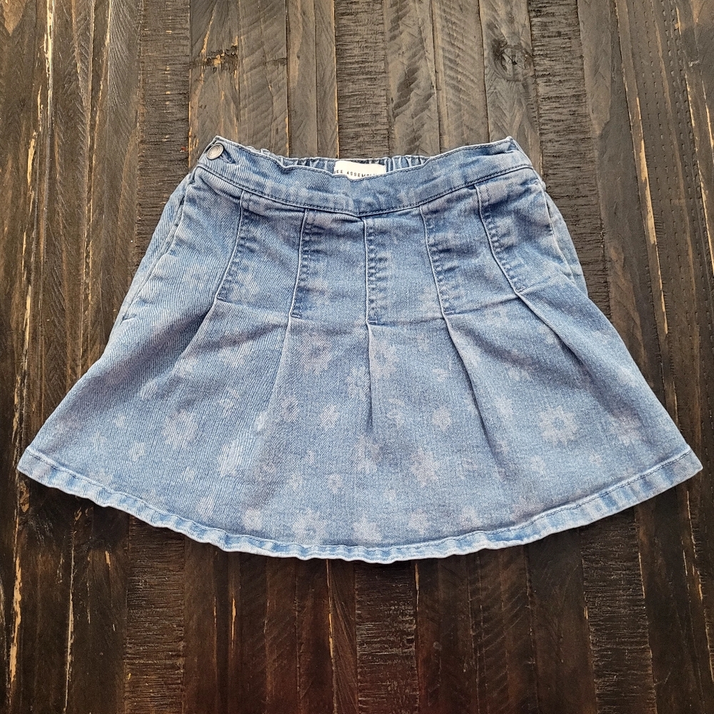 Free Assembly Pleated Denim Skirt Girls Sizes 6